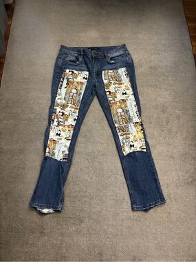 Rue21 Upcycled Patchwork Kitty Cat Crazy Cat Lady Denim Jeans